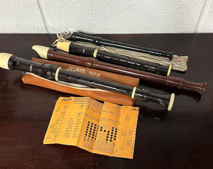 Five Vintage Recorders - 2 X Aluos, 1 X Schotts And 1 X Dolmetsche Recorders