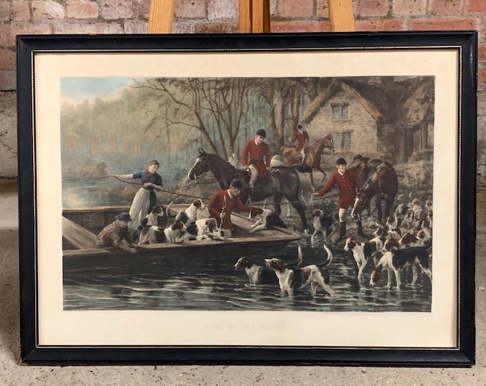 Large Quality Antique Hand Coloured Engraving after the painting by G F Thomson ‘Home By The Ferry’