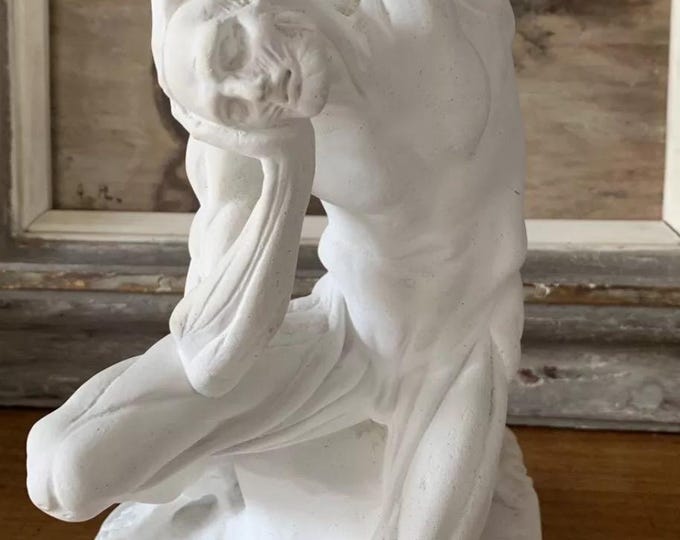 White Plaster V & A Écorché Sculpture Figurine After Michelangelo