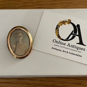 Superb WWI Rolled Gold Oval Sweetheart Brooch with Photos