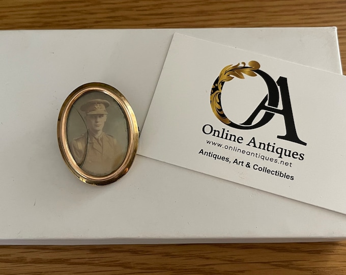Superb WWI Rolled Gold Oval Sweetheart Brooch with Photos