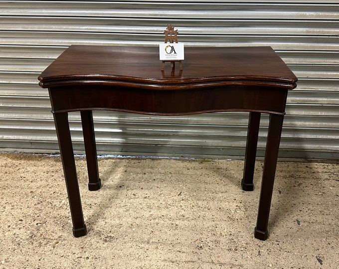 Antique Georgian Style Serpentine Mahogany Games Table