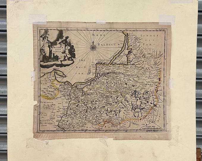 Prussiae Nova Tabula Copper Engraved Map, I Harris London c1712