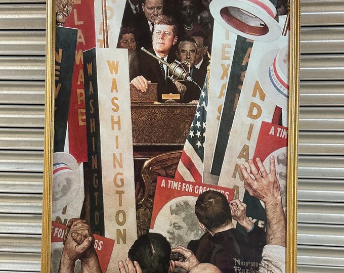 Original 1964 Poster John F Kennedy By Norman Rockwell ‘ A Time For Greatness’