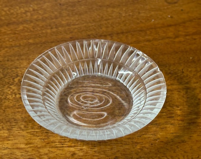 Vintage Lalique Bourgueil Crystal Glass Butter Pat or Salt Cellar