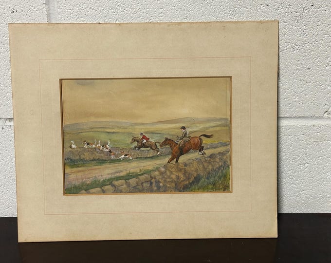 Fabulous Antique Watercolour Circa 1900’s Depicting Horse & Hounds Scene