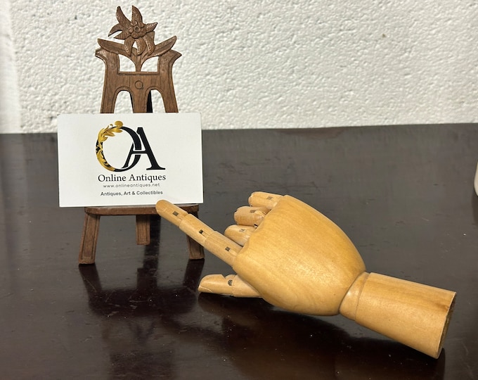 Vintage Articulated Wooden Hand For Artist Or To Display Rings