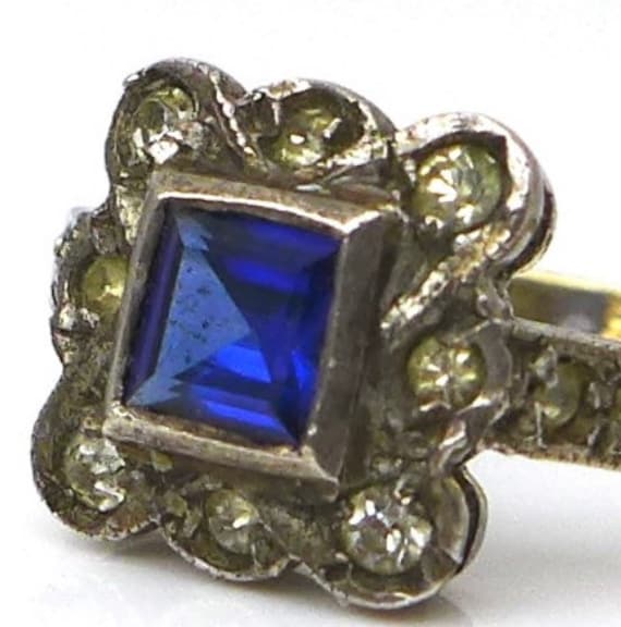 Vintage Art Deco Style Sapphire Diamond Paste 9ct… - image 3