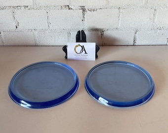 Besutiful Vintage Scandinvian Blue Glass Display Plates