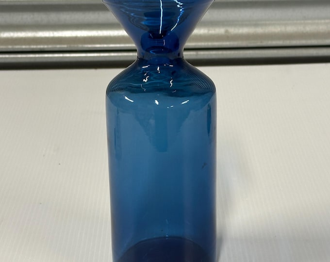 Vintage Jacob E. Bang for Kastrup – “Capri” Blue Art Glass Vase - Mid Century