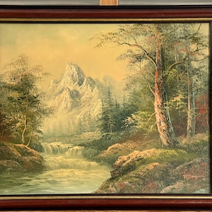 Original Oil Painting of a Mountain Woodland Landscape Scene by R Danford