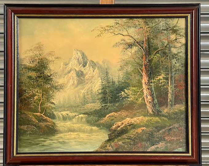 Original Oil Painting of a Mountain Woodland Landscape Scene by R Danford