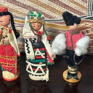 Three Vintage Handmade Folk Dolls
