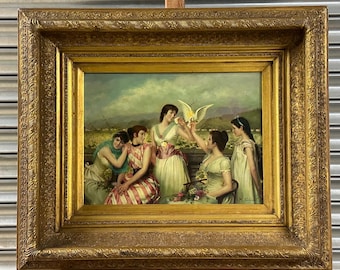 In the Sunny South, Painting In Gorgeous Gilt Frame, After Vittorio Matteo Corcos signed By the Artist L Clint