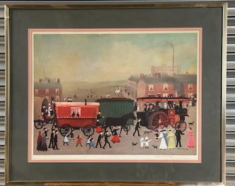 Large Framed & Glazed Limited Edition Print Titled Big Bertha Comes To Lees" Signed by the Artist by Helen Bradley