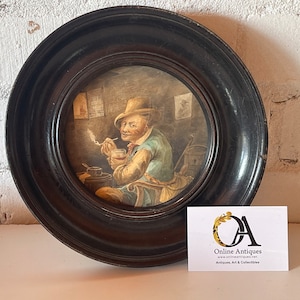 Unusual Original 19th Century Ebonised Framed Miniature Watercolour