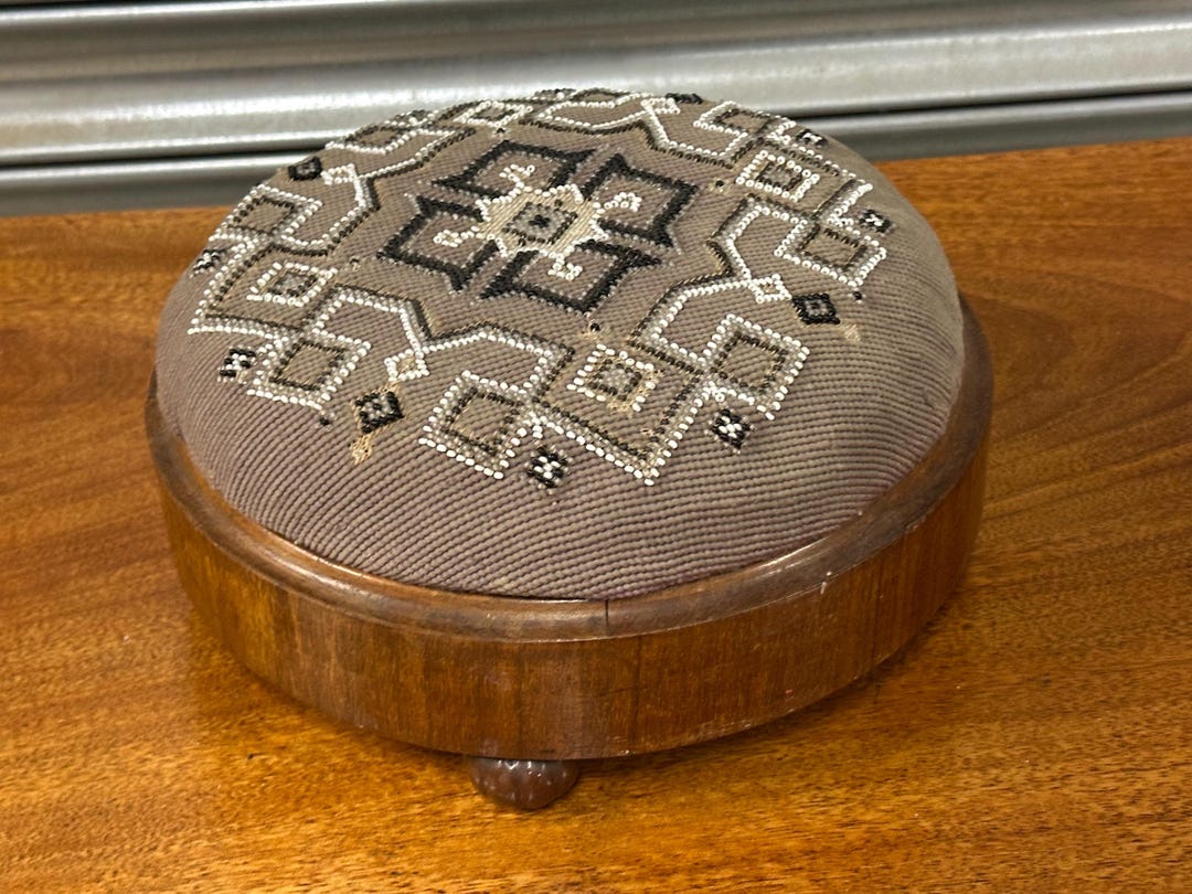Antique Victorian Beaded Decorative Footstool With Geometric Pattern - Etsy