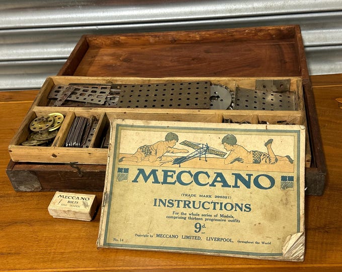 Early Antique Rare Boxed Meccano Set With Instruction Manual