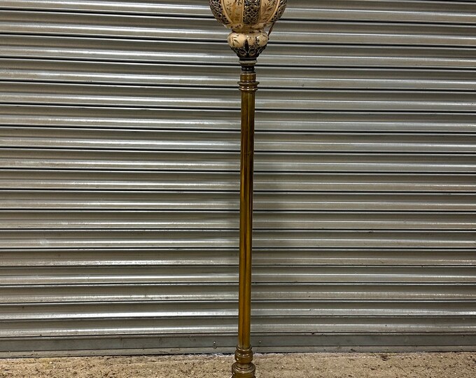 Large Impressive circa 1900 Quality Hinks & Sons Brass And Zsolnay Pecs Style Ceramic Floor Lamp