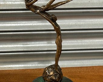 Bronze Sculpture of Acrobat / Gymnast Balancing on Ball - Modern Figurative Art