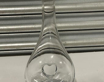 Contemporary Hand-Blown Clear Glass Decanter / Vase with Heart-Shaped Centre