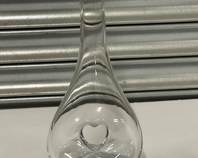 Contemporary Hand-Blown Clear Glass Decanter / Vase with Heart-Shaped Centre