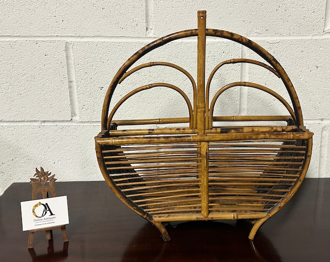 Antique Art Deco Style Bamboo Magazine Paper Rack Circa 1930’s