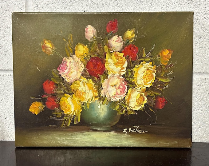 Beautiful Still Life Oil Painting On Canvas Of Flowers - Signed Art / Home Decor