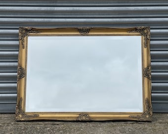 Large Vintage Style Gilt Framed Bevelled Mirror