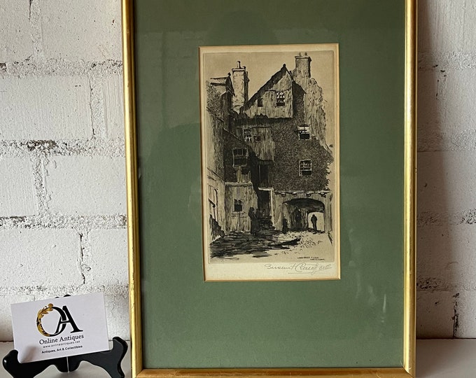 Superb 19th century Etching of Bakehouse Close, Edinburgh by Susan F Crawford