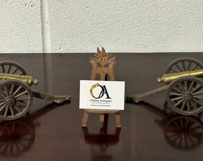 Pair Of Antique Early 1900’s Brass Table Top Cannon Match Holders With Strikers