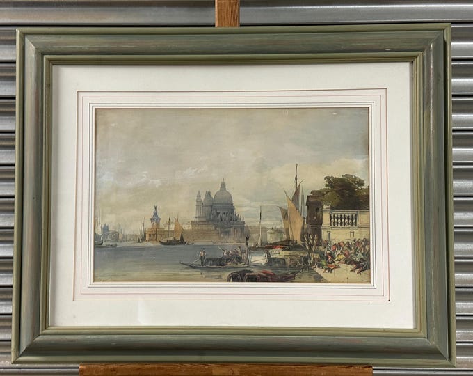 William Wyld Venice Chromolithograph c.1850 Framed Grand Canal Santa Maria della Salute