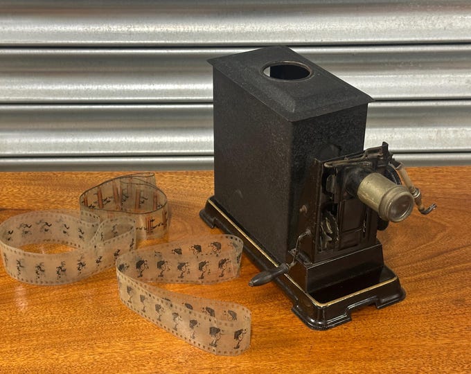 Antique Hand-Cranked Film Projector for 35mm Film Strips / Rolls – Early Cinema / Prop