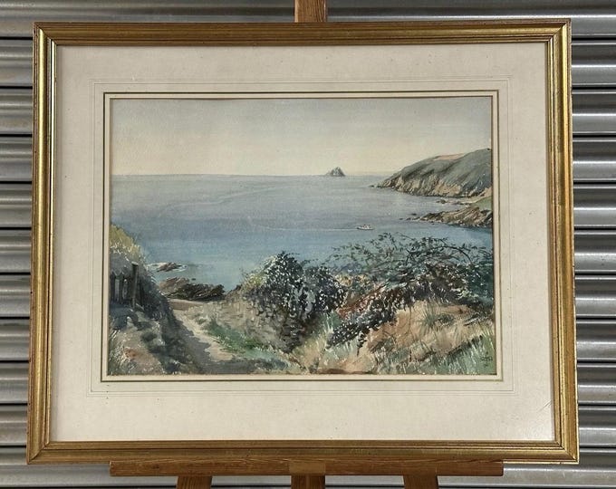 Beautiful Watercolour Of A Coastal Cove Scene By Leslie Bert Stew (1914-1998) - A bargain at this price for an original!
