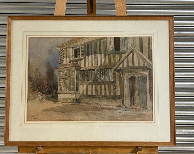 Stunning 19thCentury Watercolour of College House, Church Yard, Ashford by David Hall McKewan Dated 1870