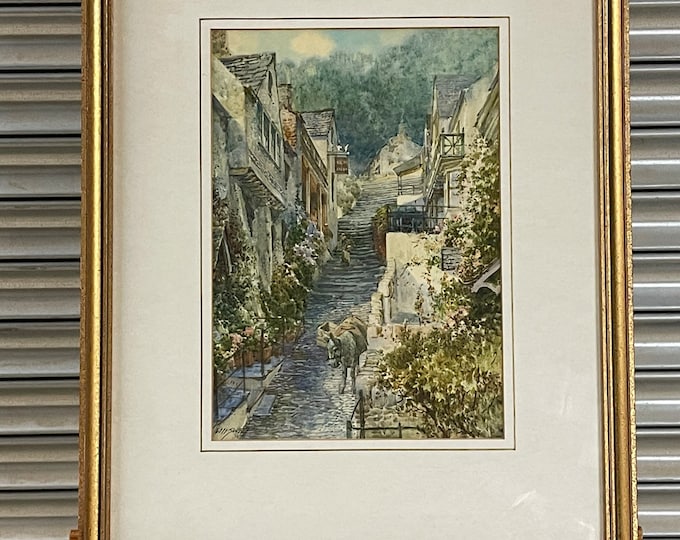 Beautiful Original Watercolour of the Devon Village of Clovelly by the Prolific West Country Artist,  Walter Henry Sweet