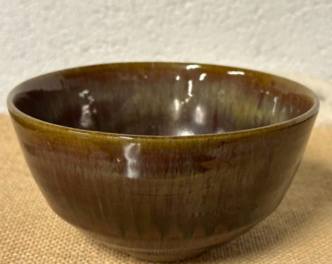 Lovely Vintage Oriental Brown Glazed Bowl
