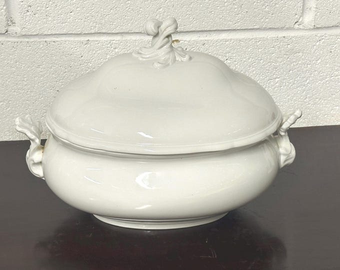 Large Antique Elegant Meissen German White Tureen Soup Bowl - Lovely Condition