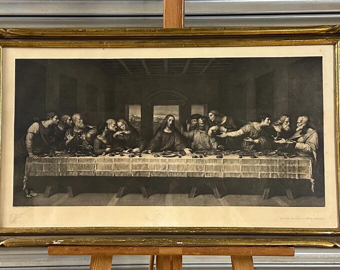 Late 19thC Gilt Framed Engraving After Leonardo da Vinci "The Last Supper