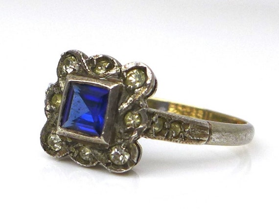 Vintage Art Deco Style Sapphire Diamond Paste 9ct… - image 2
