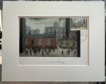 L S Lowry Signed Postcard After His Original Painting Titled ‘Coming Out Of School’ of 1927