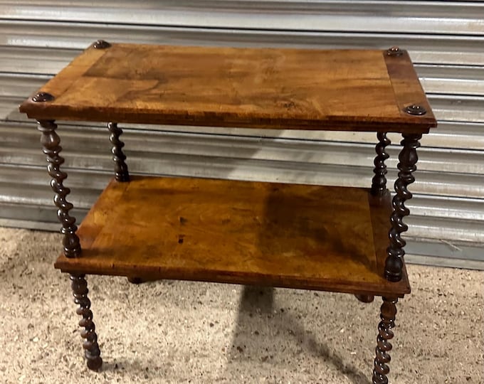 Antique Victorian Walnut Two-Tier Whatnot / Side Table with Barley Twist Legs