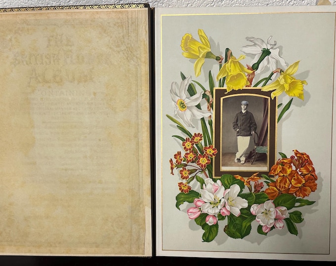 Antique Victorian / Edwardian Leather-Bound Photograph Album – Approx 49 Original Photos