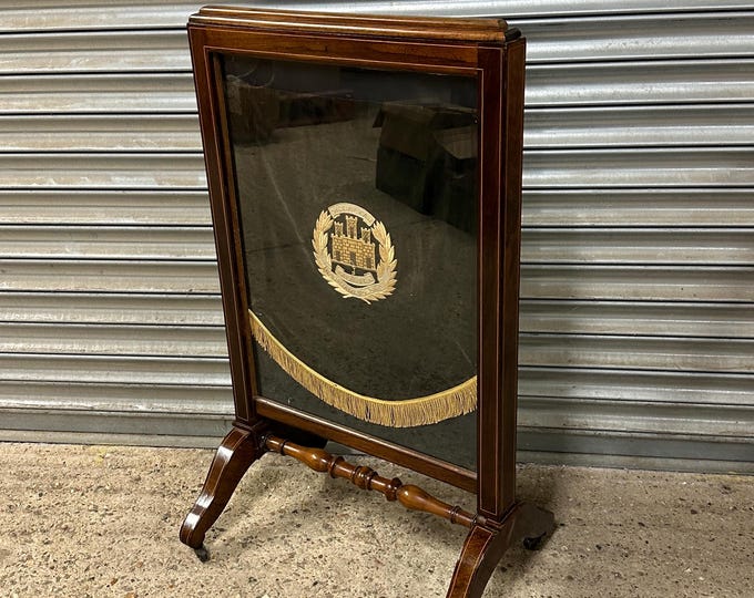 Unique Antique Firescreen With Northamptonshire Regiment with Gibraltar Honour Embroidery