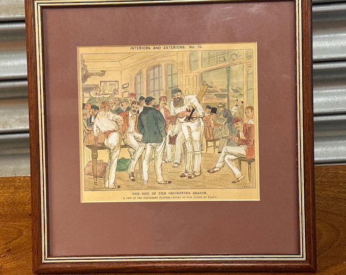 Antique Hand Coloured Engraving End Of Cricketing Season For Punch 1885