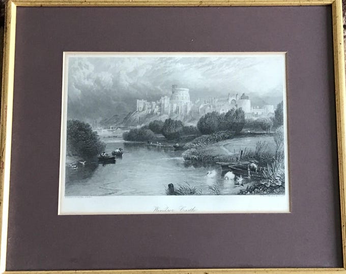 Wonderful Original Antique Engraving Of Windsor Castle by Birket Foster / A Willmore c1876