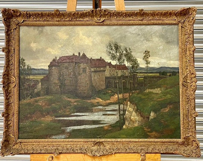 Original Large Oil Painting by Frederick Marriott Titled The Chateau at Dieppe