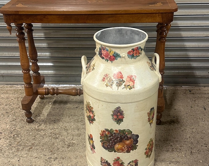 Large Vintage Bradley’s Dairy of West Bridgford Decoupage Milk Churn