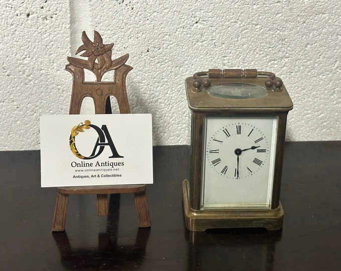 Late 19th Century French sF Brass Carriage Clock With Roman Numerals