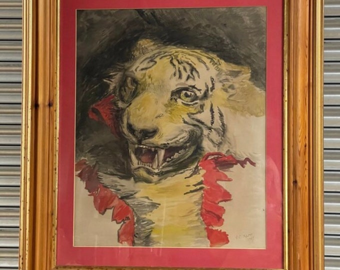 Superb Original Watercolour Of A Tiger By The Renowned Artist George Cochrane Kerr dated 1904